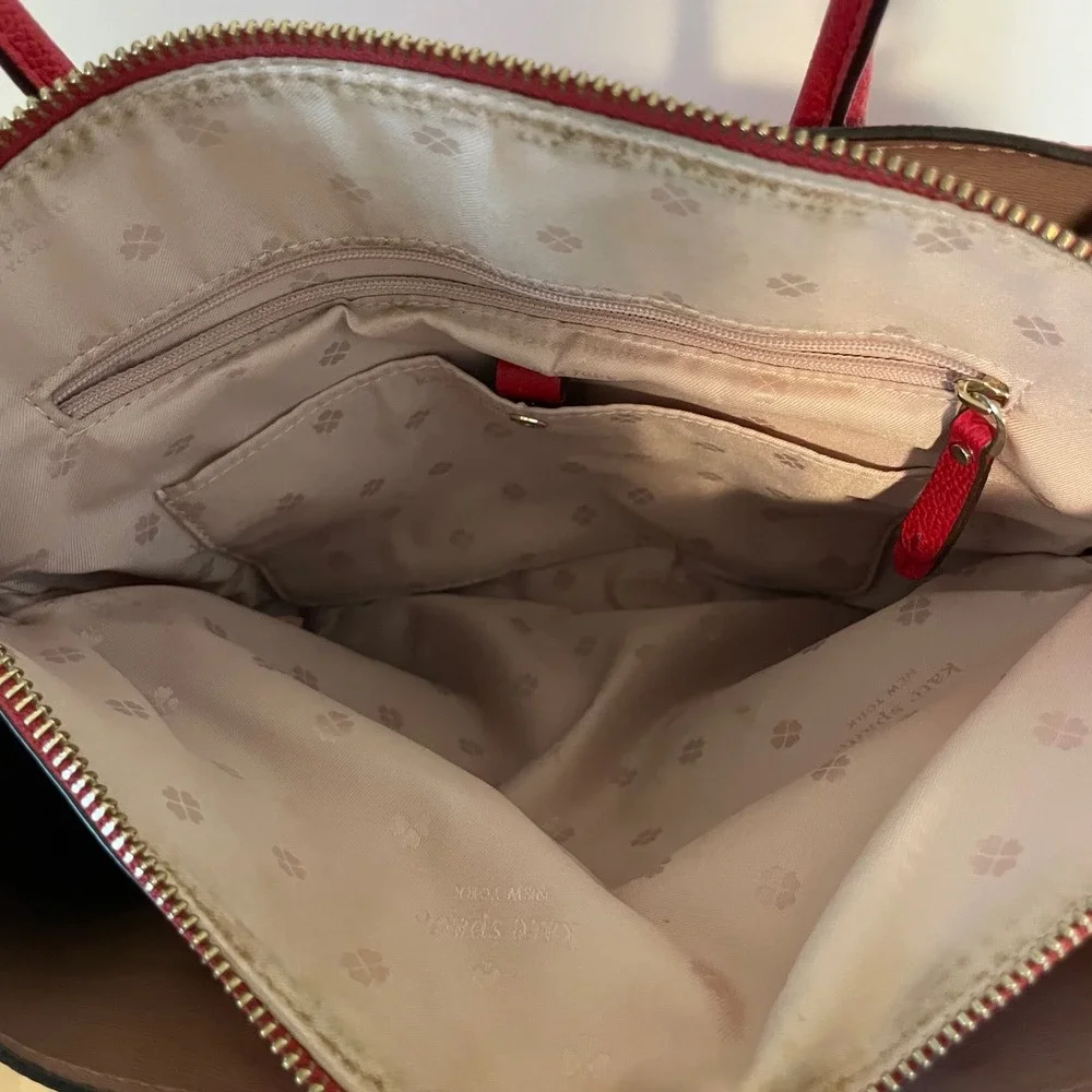 Kate Spade Margaux Medium Satchel Pebbled Leather Crossbody Handbag‎ Hot Chili